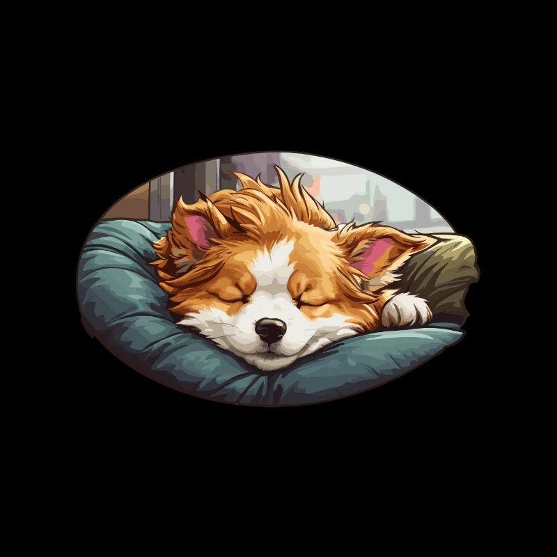 Corgi endormi sur un oreiller