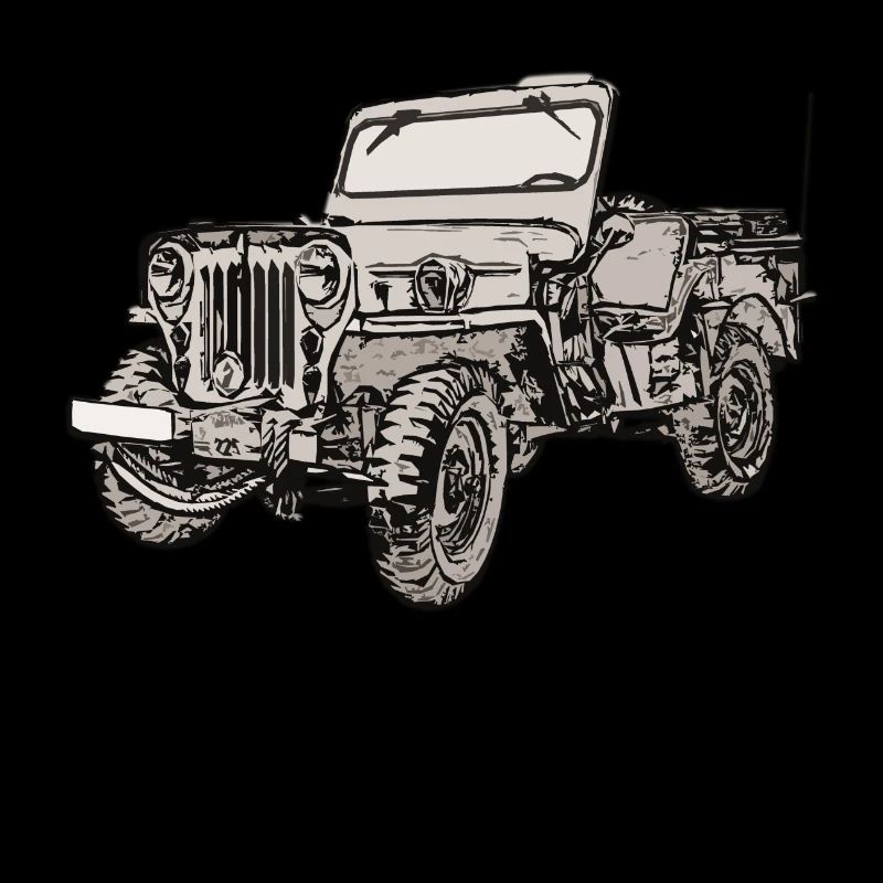 Willys Jeep dessin avec lettrage