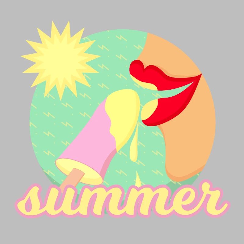 Sommer, Sonne, Eis - rote Lippen essen ein Eis