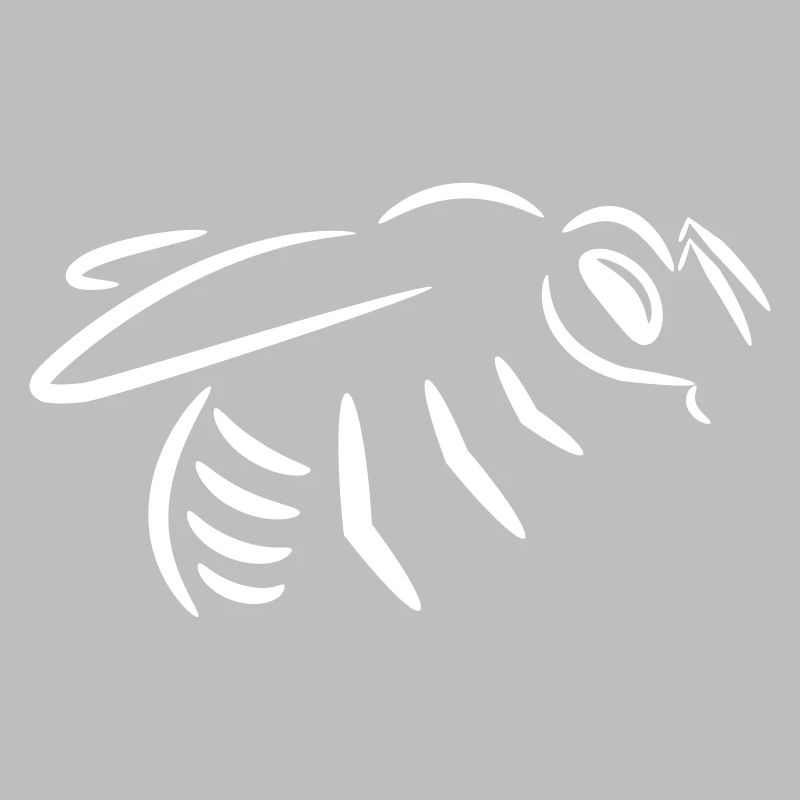 Bee (line drawing, white)