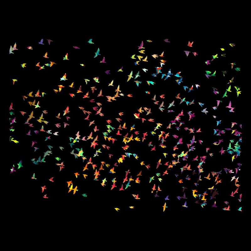 Troupeau d'oiseaux coloré silhouette abstraite