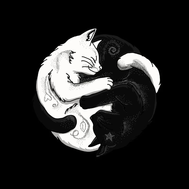 Two cats, balance, white, black