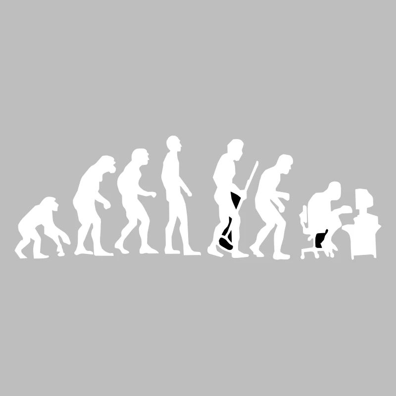 Evolution monkey to human crooked back Pc nerd
