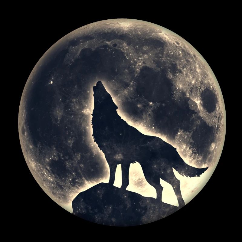 Wolf full moon, wolves, native, Indians, wild, dog
