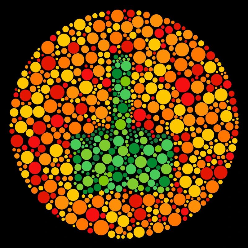 Color blindness test with middle finger