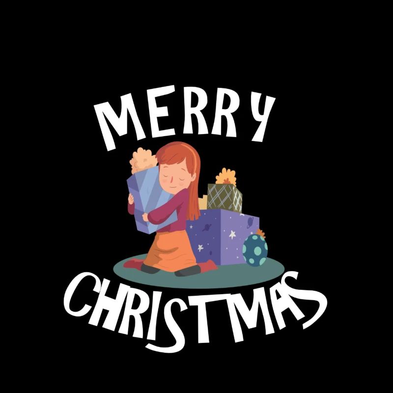 Merry Christmas Maeddchen mit Weihnachtsgeschenk