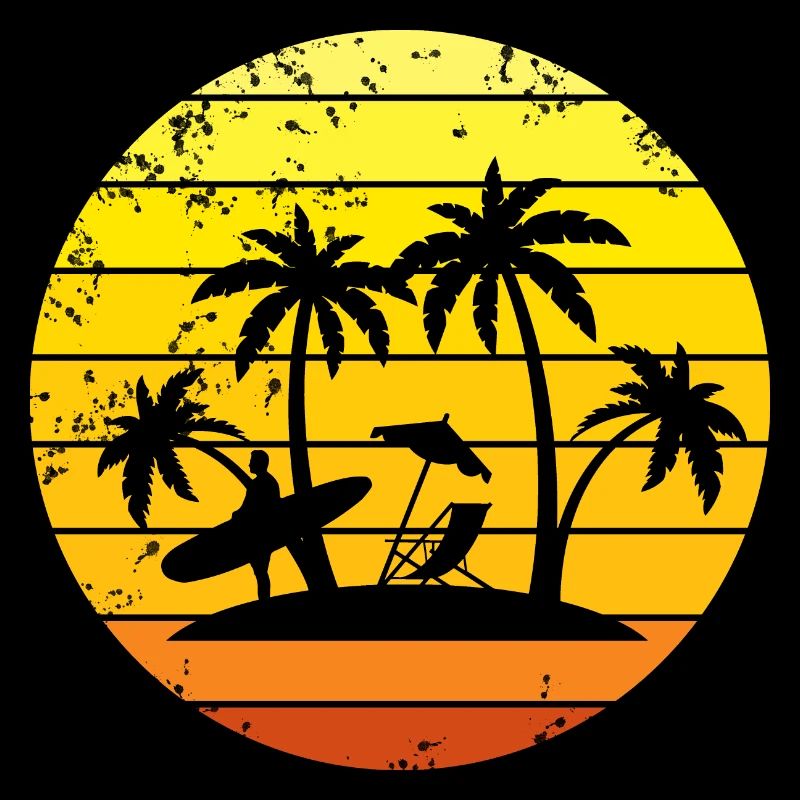 Cadeau de surfeur surfant avec île