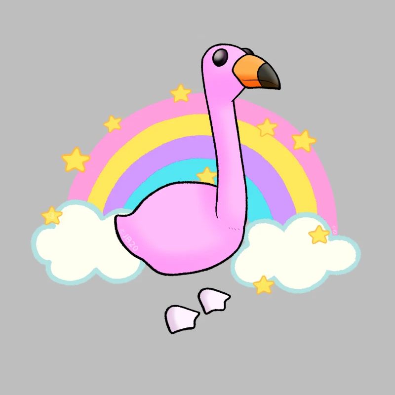 Flamingo und ein Regenbogen-Cartoon