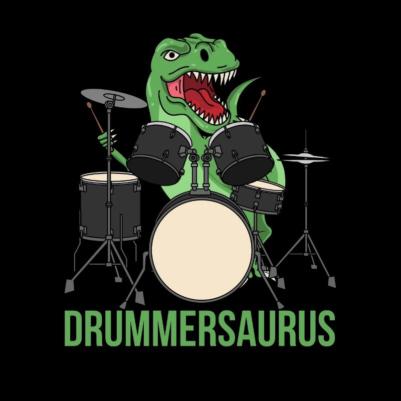 Schlagzeug Drummer T-Rex Dinosaurier Drums Sticks
