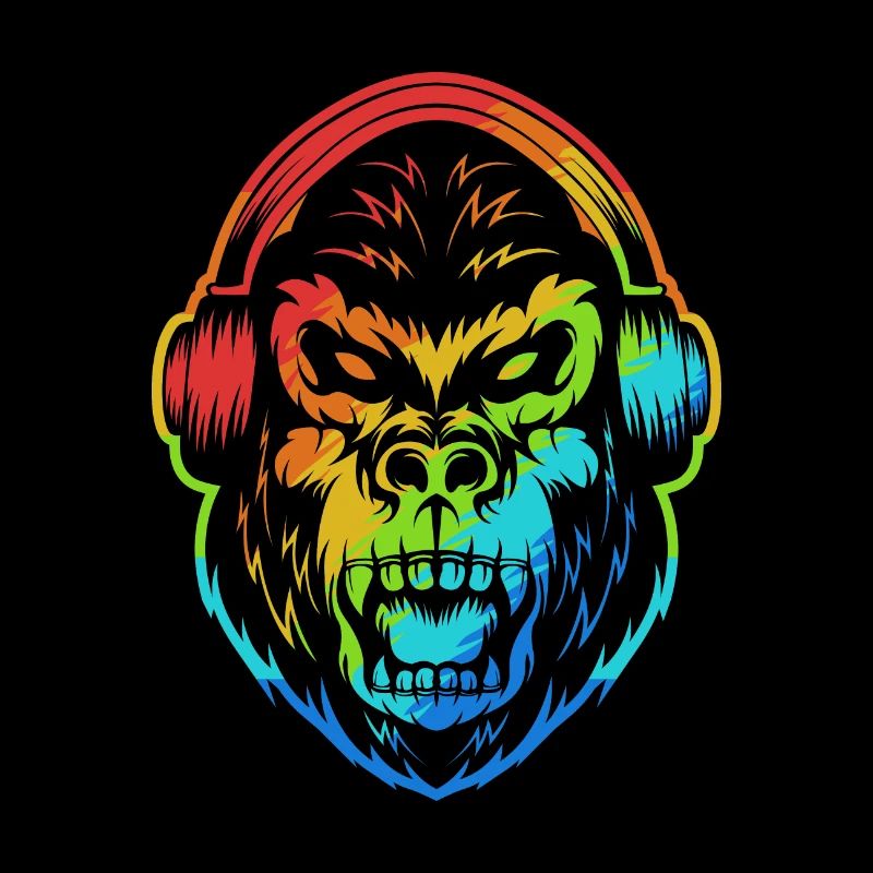 Angry gorilla headphone colorful