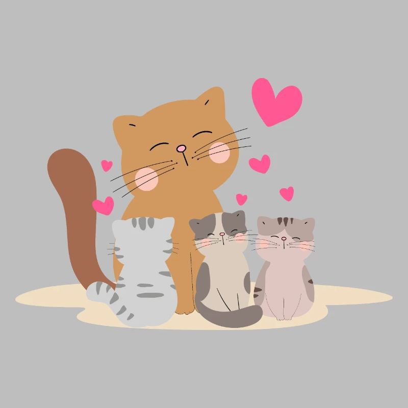 Mutter Katze mit ihren Kätzchen mit so viel Liebe!