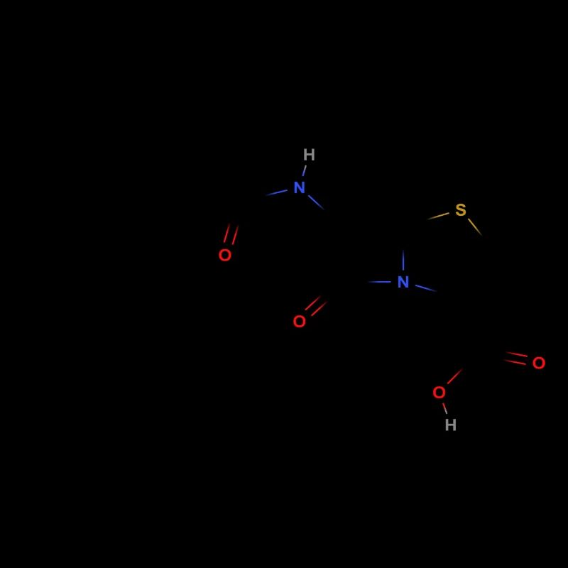 Molécule de pénicilline - Formule structurale colorée