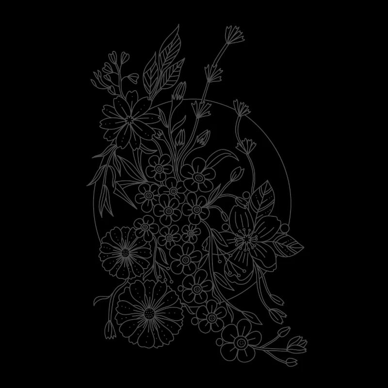 Centangle Fleurs sauvages avec lune blanche