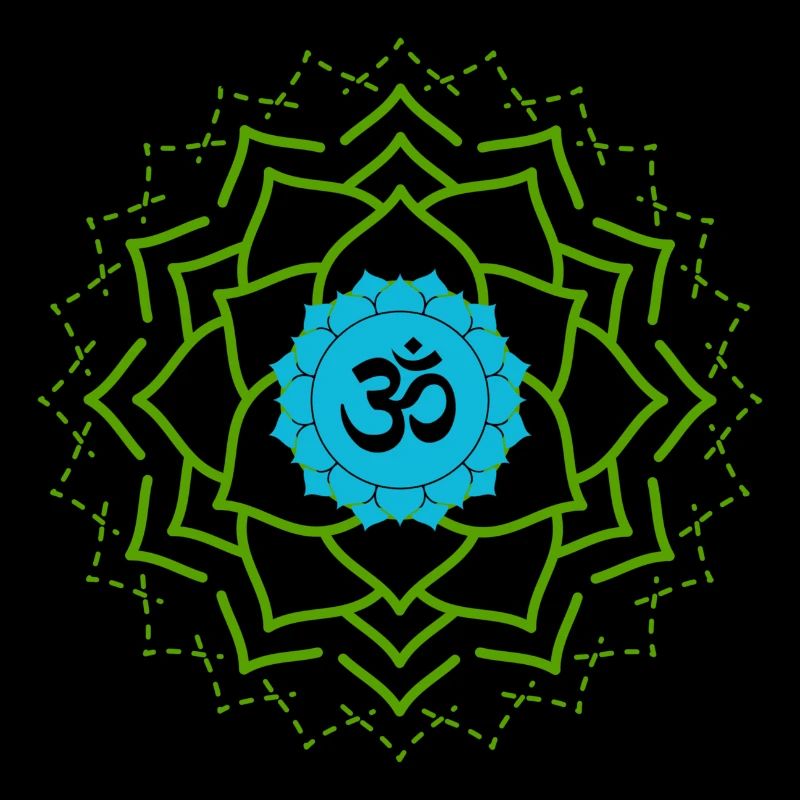 ohm signe vert bleu yoga