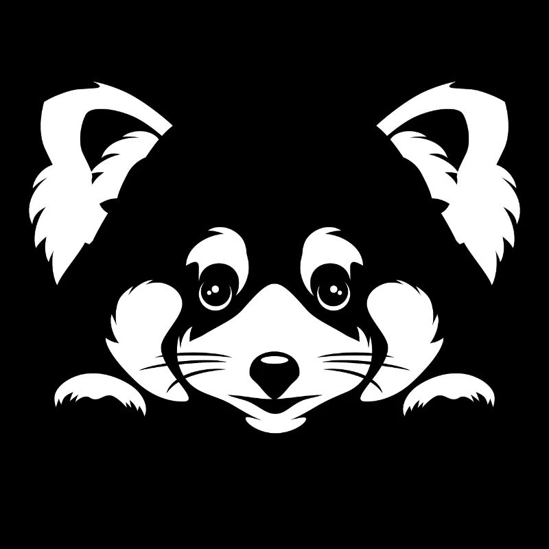Spähender niedlicher roter Panda. Schwarz-weiße Version