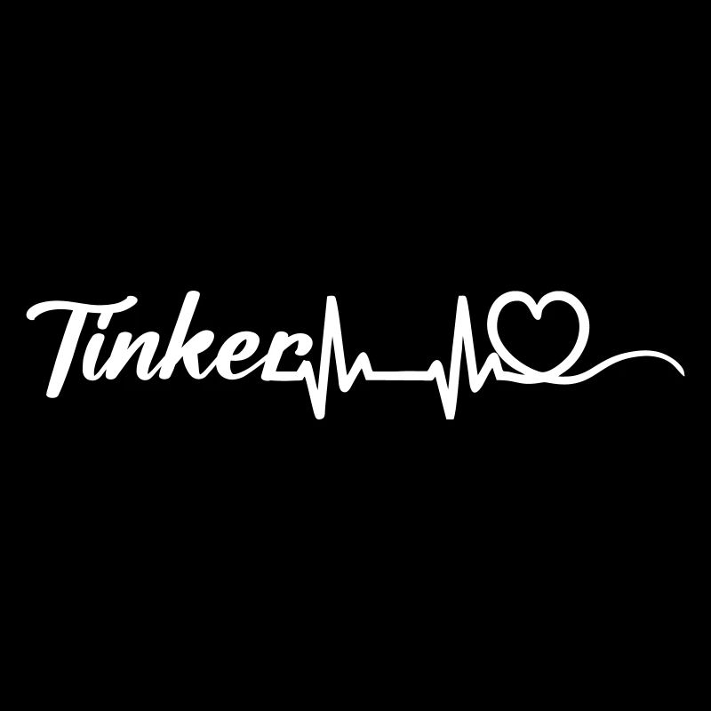 Heartbeat heart with Tinker lettering white