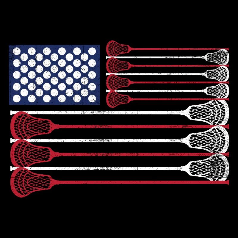 Vintage Flag > US Flag with Lacrosse Bats