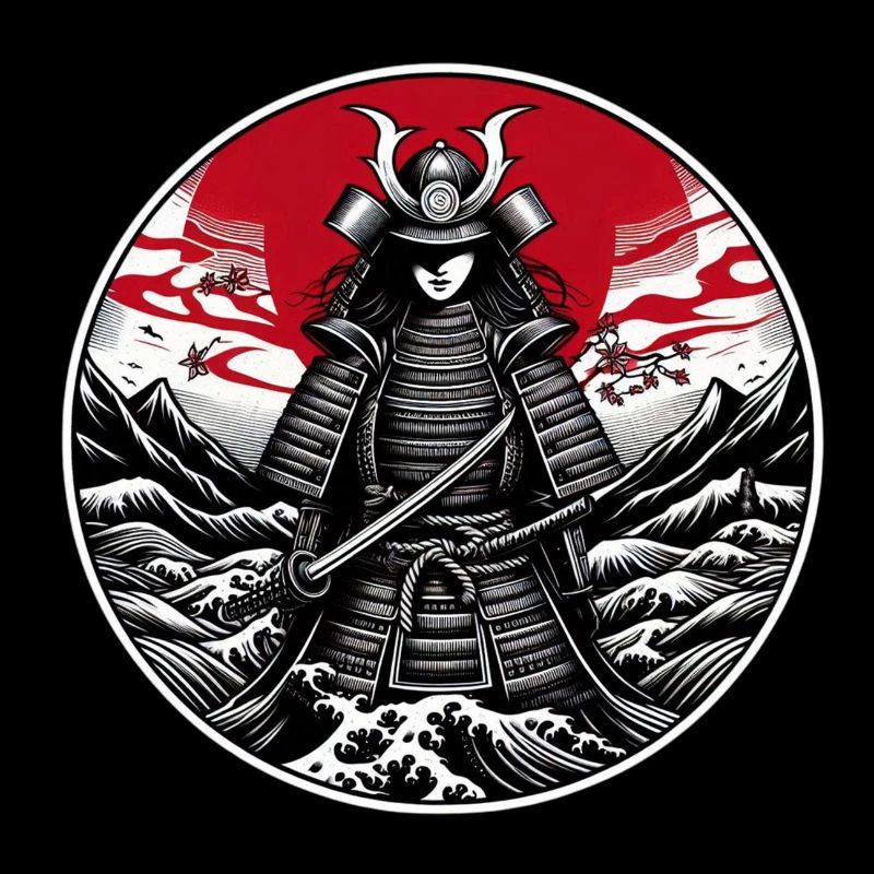 Roter Samurai Krieger Weiß