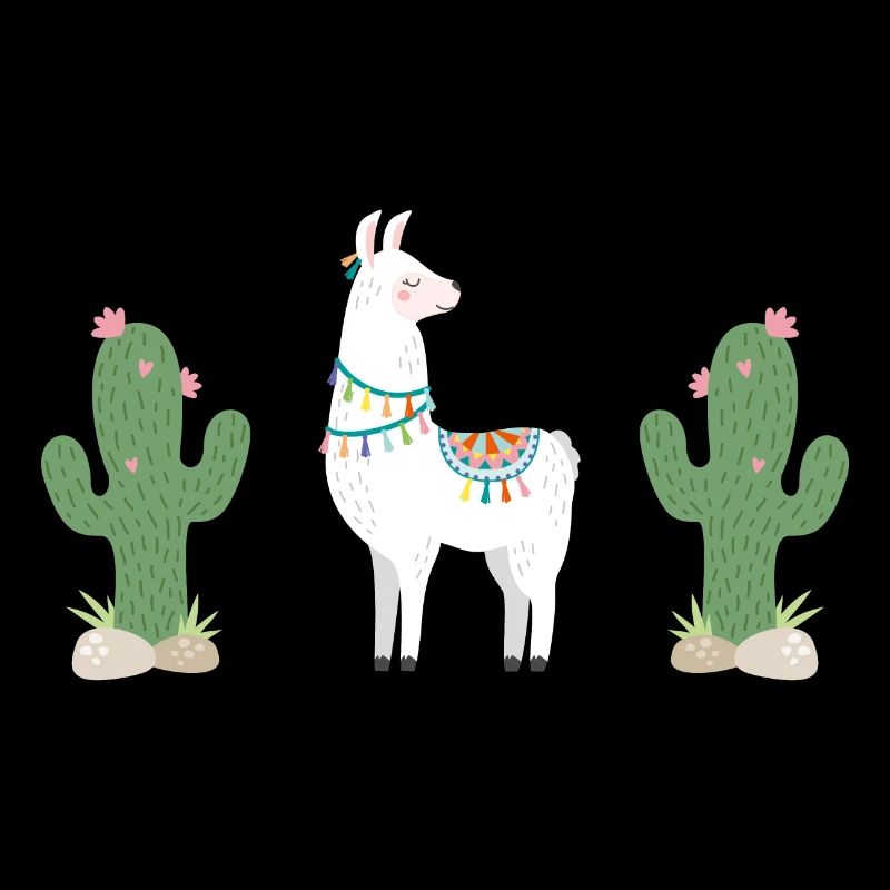 mon beau lama et cactus, blanc