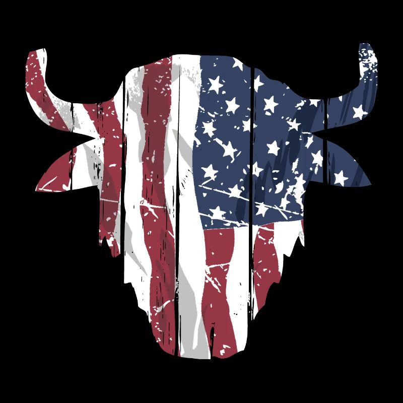 Buffalo Skull USA Flag