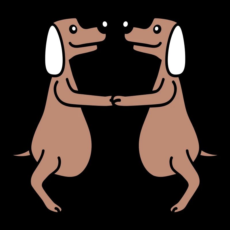 2 chiens gros ventre en surpoids dansant ensemble
