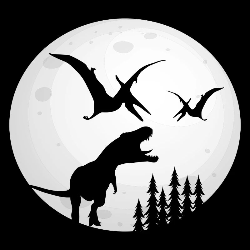 T-Rex Dinosaur Full Moon Moon Dino