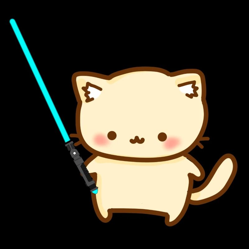 Chat mignon avec sabre laser bleu