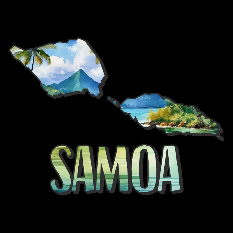 Watercolor Map Samoa