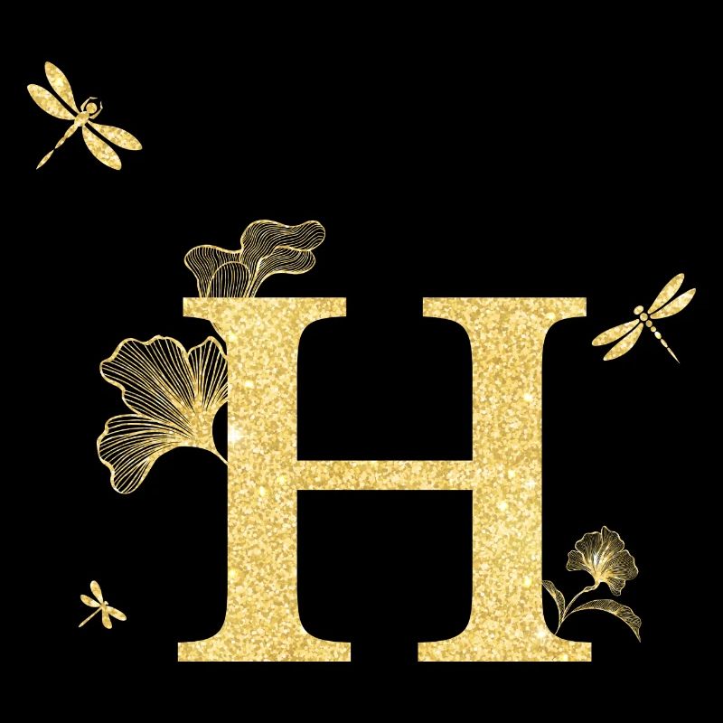 Buchstabe h Glitzer goldene Libelle - Geschenkidee