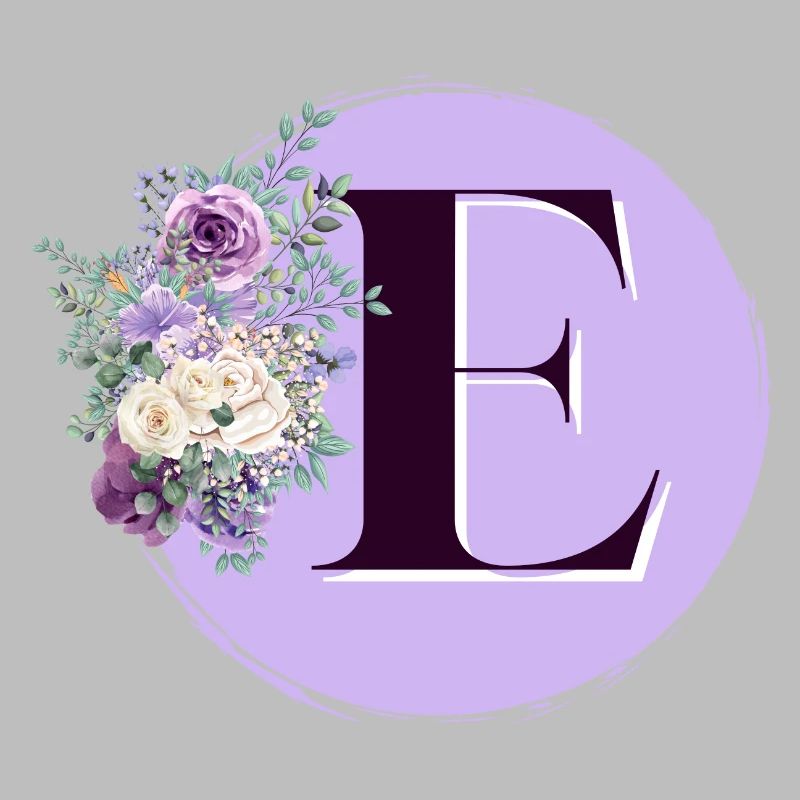lettre E Couronne de fleurs