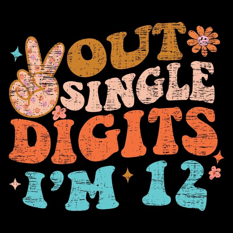 Groovy Peace Out Single Digits I'm 12 Birthday