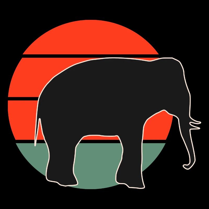 Design vintage de coucher de soleil d’éléphant