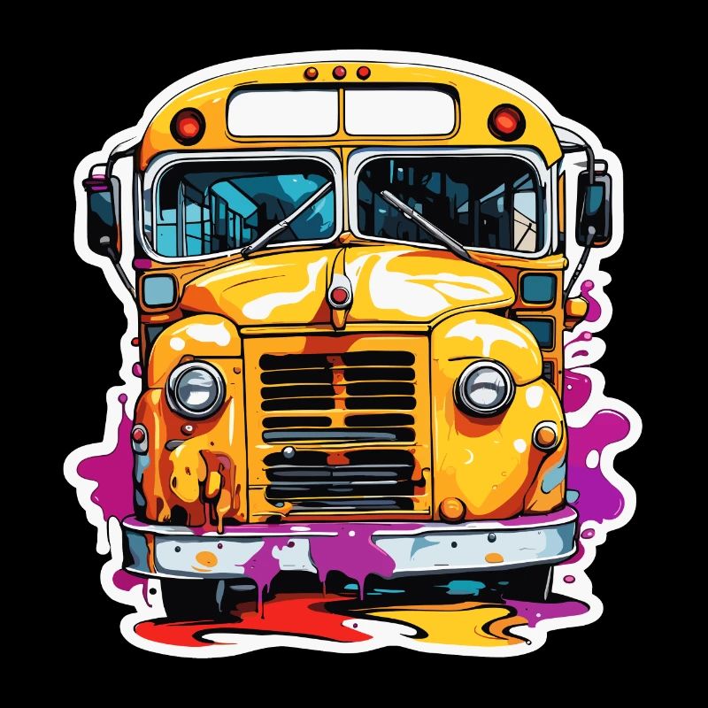 Bus / School Bus / Yellow / Comic / Old School
