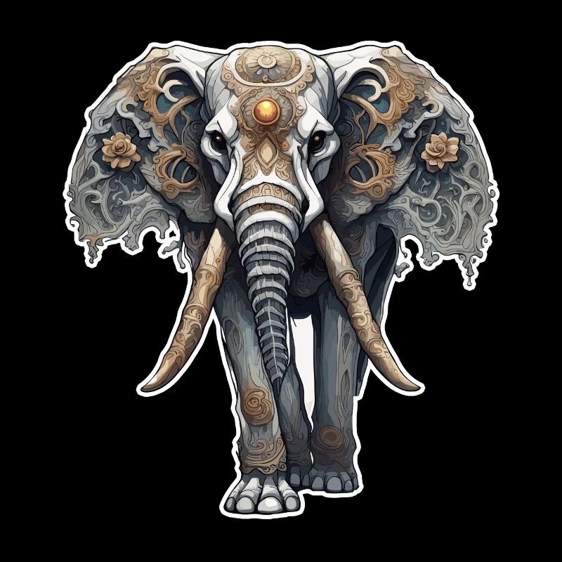 Elephant / Animal / Oriental / Flowers / Pattern