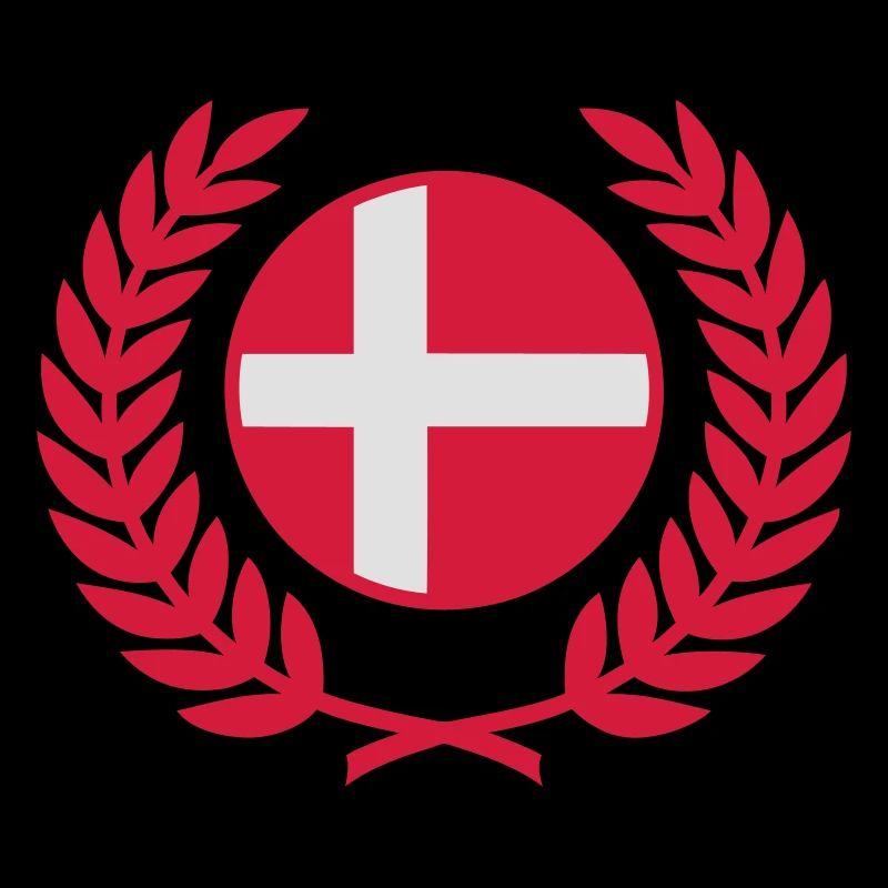 Danemark (drapeau et couronne de laurier)