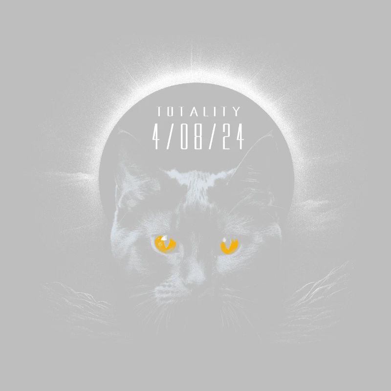 Chat noir mignon avec éclipse solaire totale 2024
