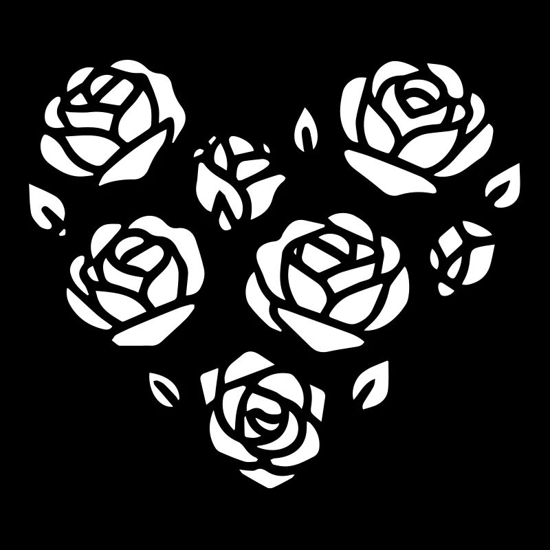 Schwarz-Weiß-Rosenherz-Illustration
