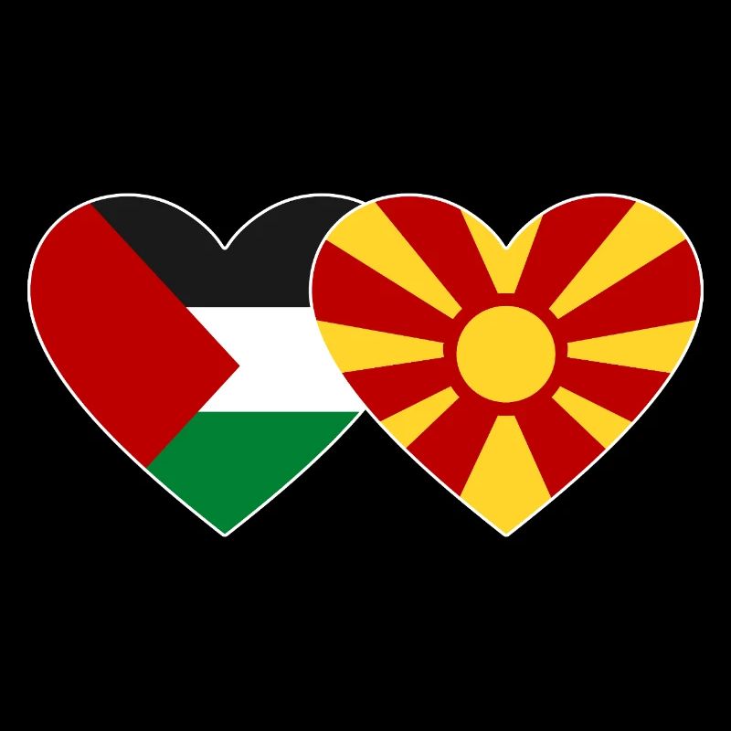 Palestine Macédoine Drapeau Coeur