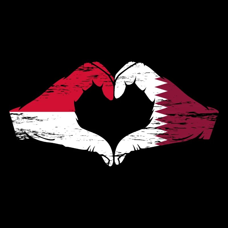 Drapeau Monaco Qatar main coeur Utilisé
