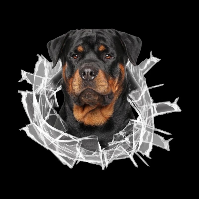 Rottweiler im Glas Loch