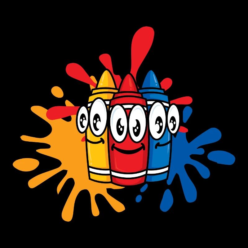Bunte Stifte mit Farbklecksen