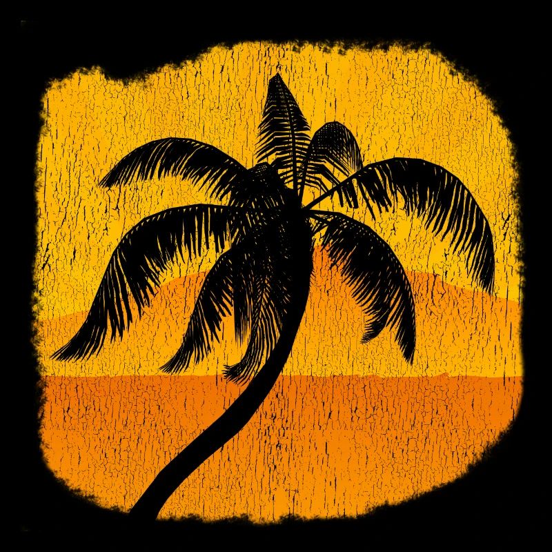 Palmier Palmiers Sunset Beach Retro
