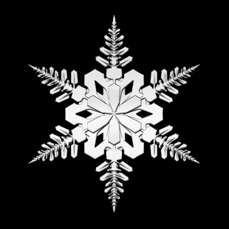 Snowflake, snowflake Silver white in 3D