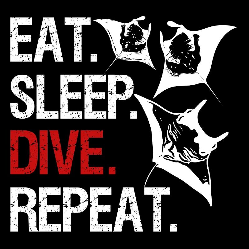 Eat Sleep Dive Repeat - Manta Schwarm