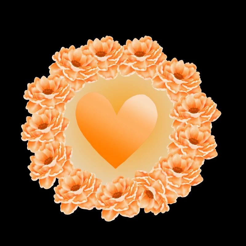 Oranges Herz in Blumen
