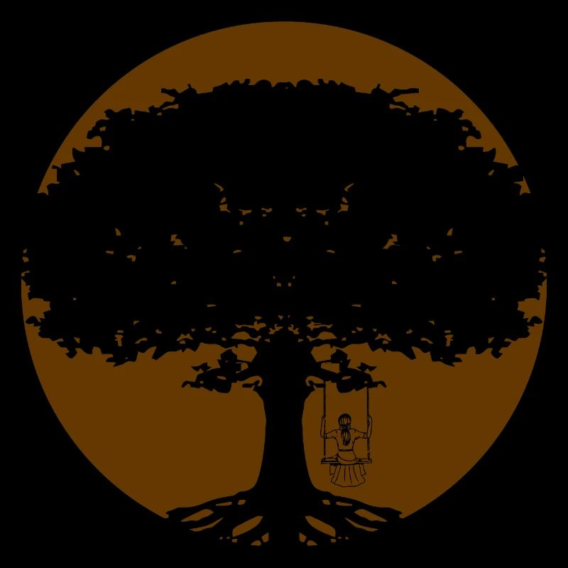 Mädchen schaukelt am Baum