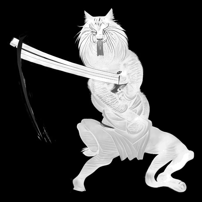 Samurai Cat Weiß