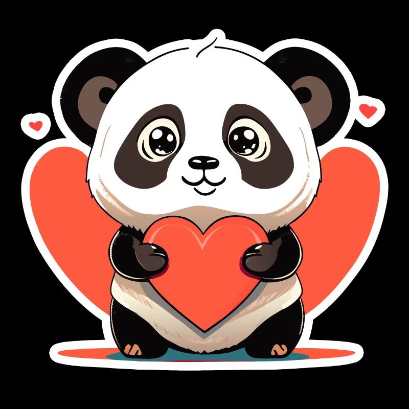panda with heart