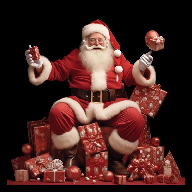 Weihnachtsmann über Geschenke