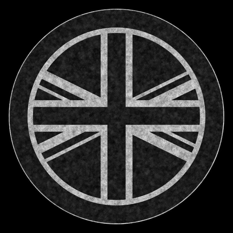 Rond UK Union Jack drapeau noir vieilli blanc ou